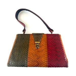 Vintage 50s/ 60s  Multicolor Snakeskin Pattern Handbag